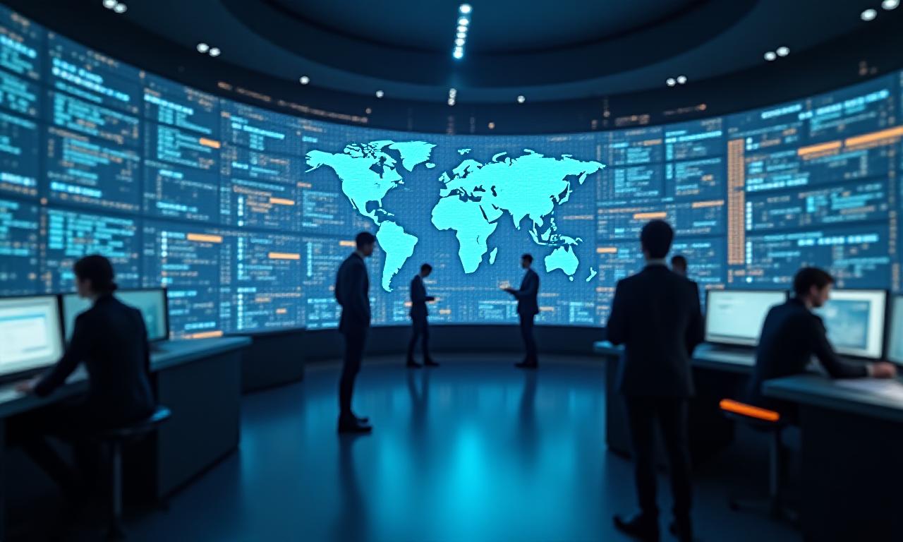 Advanced logistics management center with digital shipping maps